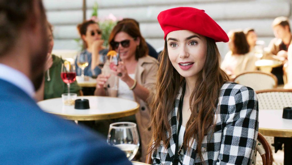 Emily in paris in a red beret