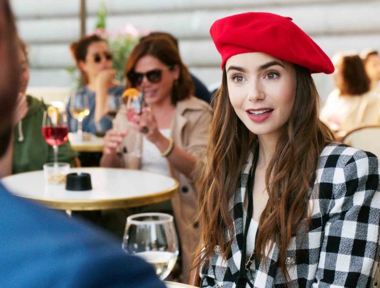 Emily in paris in a red beret